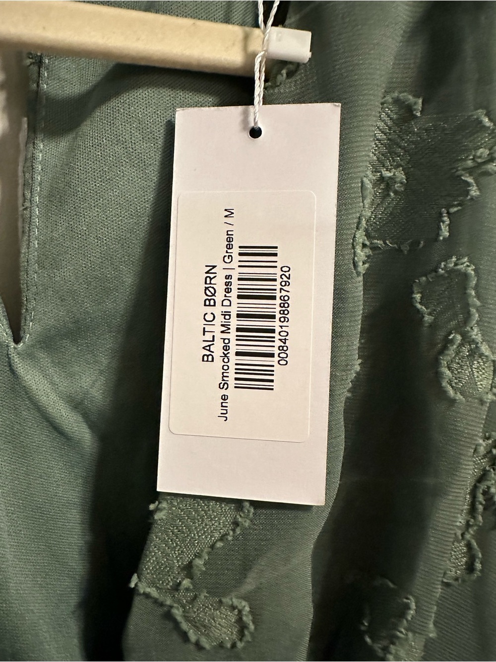 Baltic Born Olive Green Midi Dress with Floral Texture - Picture 2 of 3